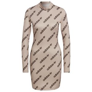 Women's adidas Originals Long Sleeve Dress 'Tan' HM4891 NWT
